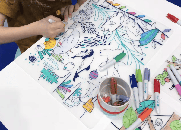 Jeu éducatif: Set de table en silicone à colorier BARRIÈRE DE CORAIL - SUPER PETIT